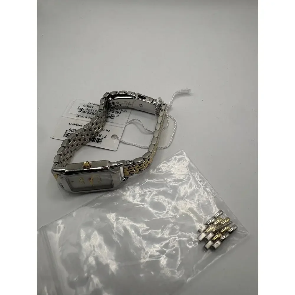 Coach New York Cadie Women Watch Two-Tone Bracelet Slim Rectangular As Is Silver